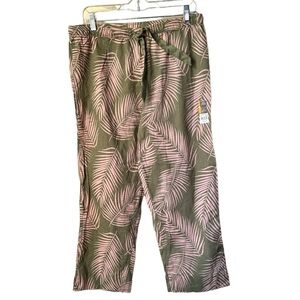 Pajama pants leaf palm pattern‎ medium drawstring NEW lounge pjs